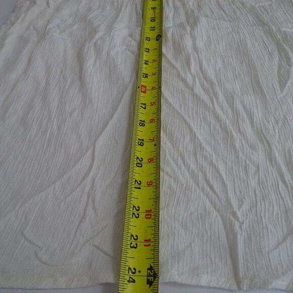 Old Navy Cream Boho Tunic Top Tassel Tie Women Size L Crinkle Rayon Short Sleeve - Picture 8 of 8